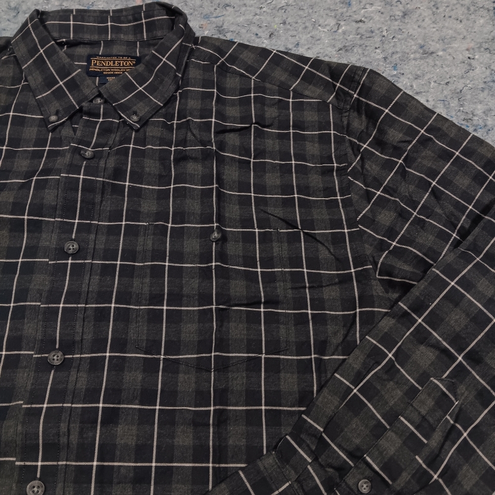 Pendleton Men's Dark Gray Plaid Button Down Shirt Size XL - Picture 4 of 10